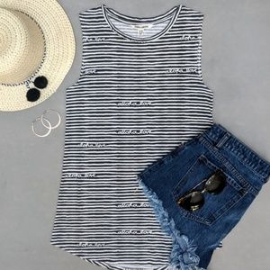 Billabong Black & White Striped Aloha Love Tank M